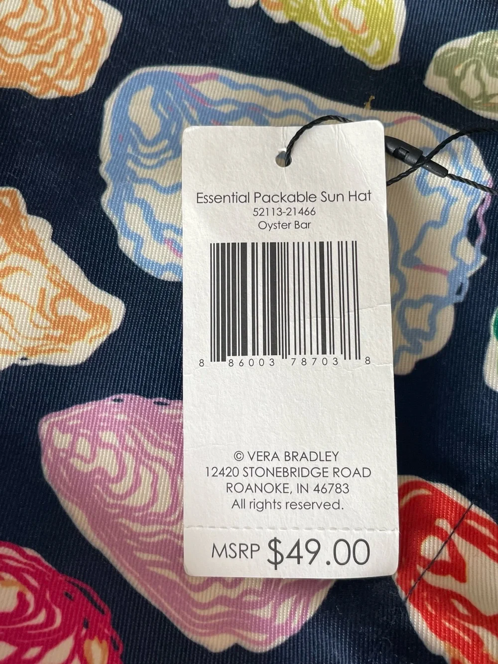 Vera Bradley Essentials Packable Sun Hat Oyster Bar Nautical Beach 4